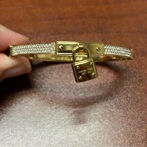 Michael Kors Gold Tone‎ Pave Crystal Pad Lock Bracelet